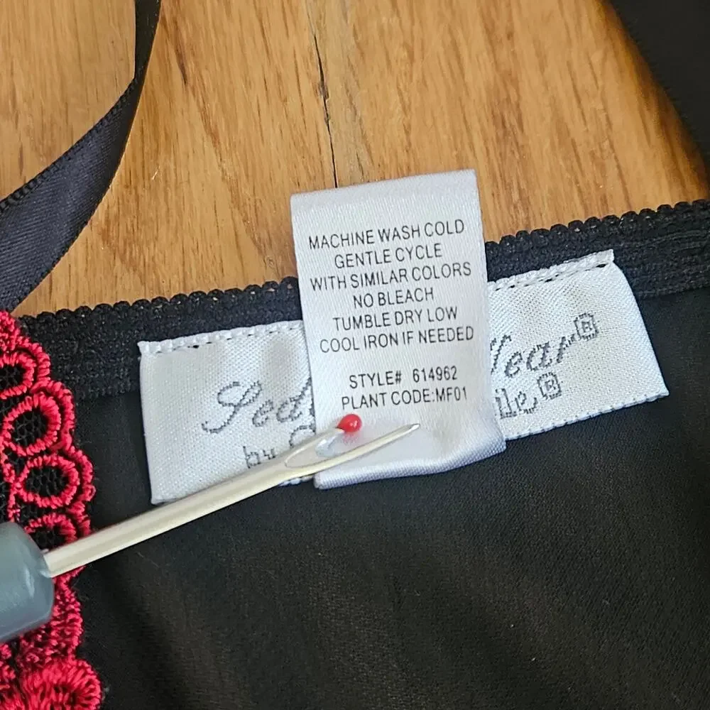Cinema Etoile Lingerie Size L Black Red Lace Vamp Whimsygoth Mesh Festival Dress
